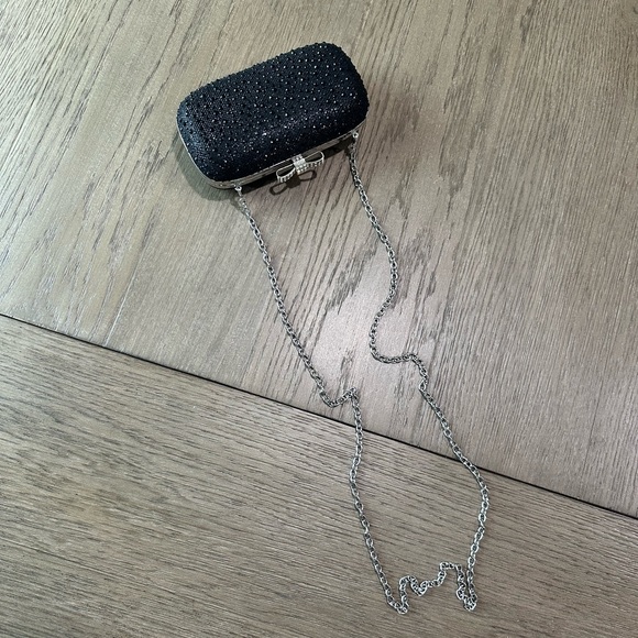 INC International Concepts Formal/Evening Beaded Long Chain/Clutch Bag Black - Picture 5 of 11